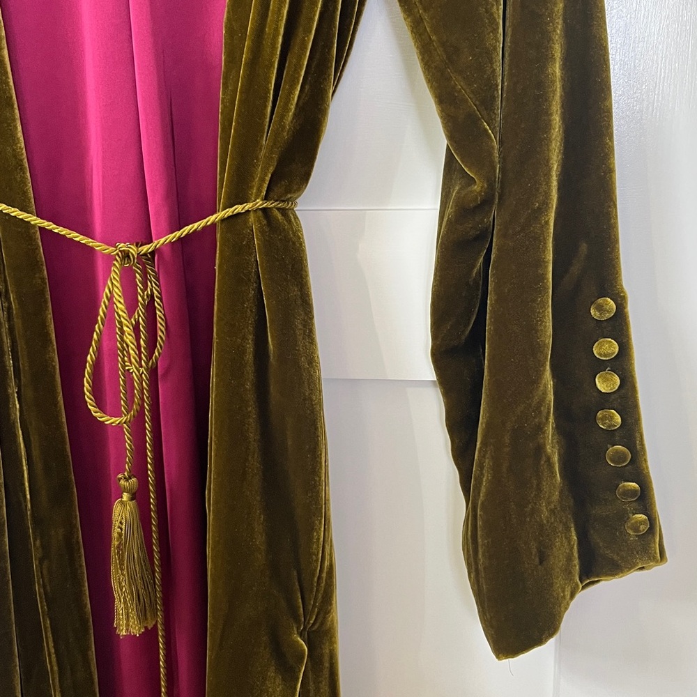 Zara Green Velvet Open Jacket Caftan Formal Dressing XS - Picture 4 of 15